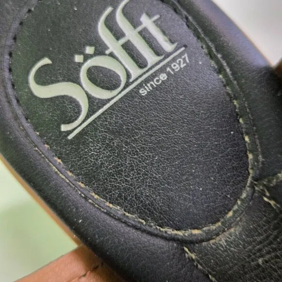Sofft Black Leather Comfort Sandals Size 7M