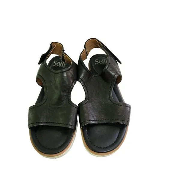 Sofft Black Leather Comfort Sandals Size 7M