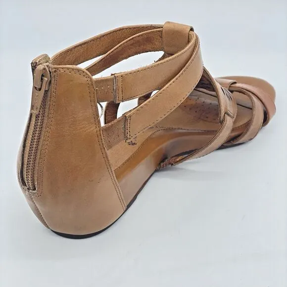 Sofft Breeze Sandals Women’s 10M Luggage Brown Leather Strappy Comfort Heel