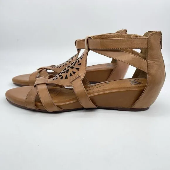 Sofft Breeze Sandals Women’s 10M Luggage Brown Leather Strappy Comfort Heel