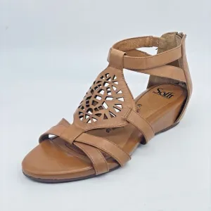 Sofft Breeze Sandals Women’s 10M Luggage Brown Leather Strappy Comfort Heel