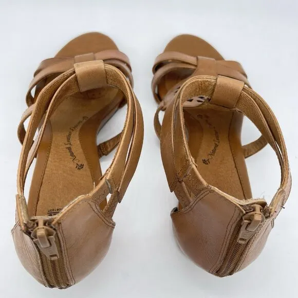 Sofft Breeze Sandals Women’s 10M Luggage Brown Leather Strappy Comfort Heel