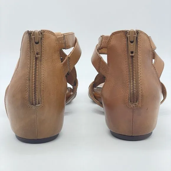 Sofft Breeze Sandals Women’s 10M Luggage Brown Leather Strappy Comfort Heel