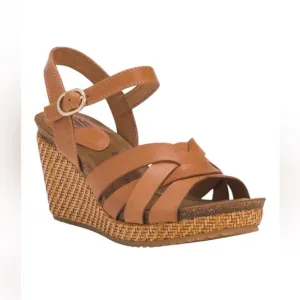 SOFFT Luggage Leather Carlana Comfort Wedge Sandals NWT