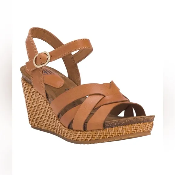 SOFFT Luggage Leather Carlana Comfort Wedge Sandals NWT