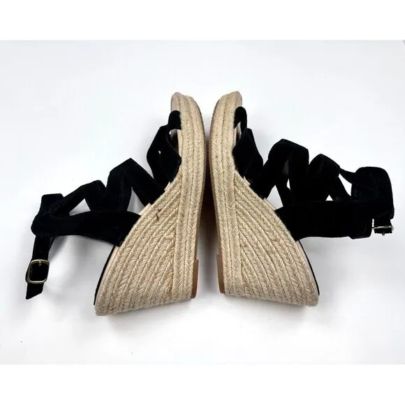 Sofft Suede Wedge Platform Sandals Women 11M NWOT Strappy Open Toe Comfort Black