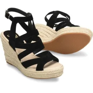 Sofft Suede Wedge Platform Sandals Women 11M NWOT Strappy Open Toe Comfort Black