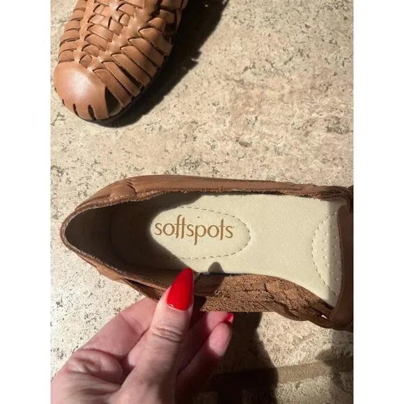 Softspots Huarache Sandals ShoesLeather Woven Slip On WesternTrinidad Sz 8 NEW