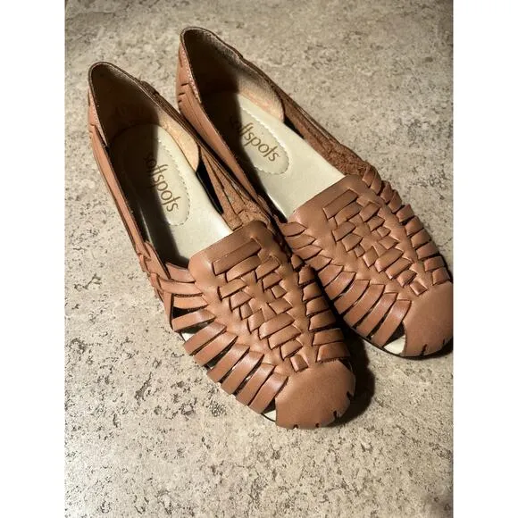 Softspots Huarache Sandals ShoesLeather Woven Slip On WesternTrinidad Sz 8 NEW