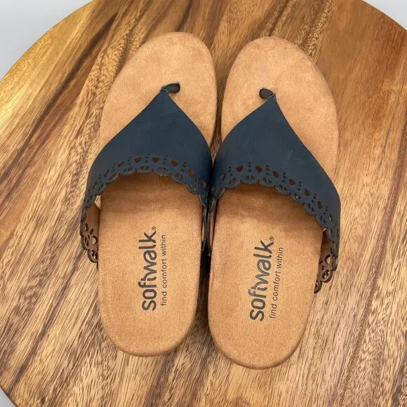 SoftWalk Bethany Sandals Womens 8.5 N Thong Leather Comfort Walking S2203-400