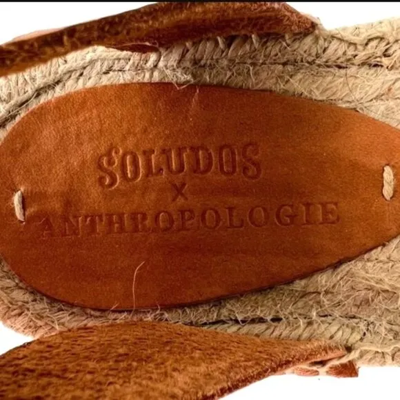 Soludos x Anthropologie Bahia Jute Espadrille Leather Sandal 9.5 Floral Platform