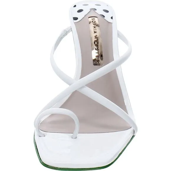 Sophia Webster Womens Brooke White Leather Slip-On Wedge Sandals Shoes NWT