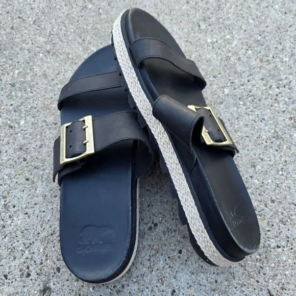 Sorel Black Sandals with Buckle Women Size 10.5