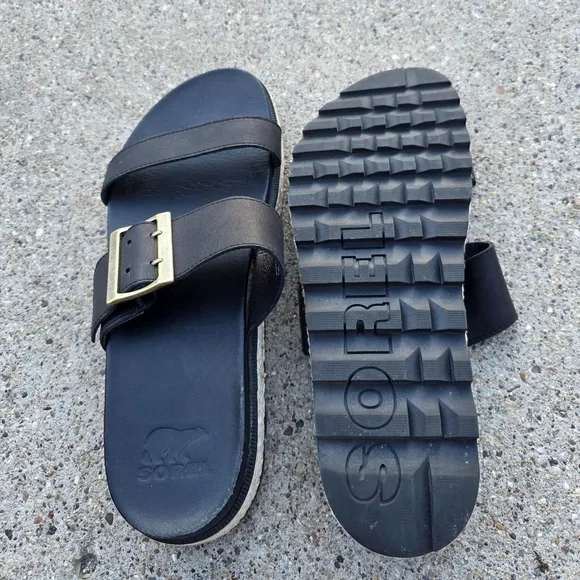 Sorel Black Sandals with Buckle Women Size 10.5