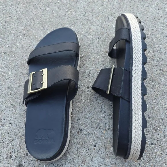 Sorel Black Sandals with Buckle Women Size 10.5