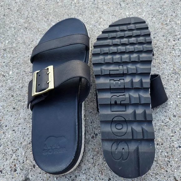 Sorel Black Sandals with Buckle Women Size 10.5