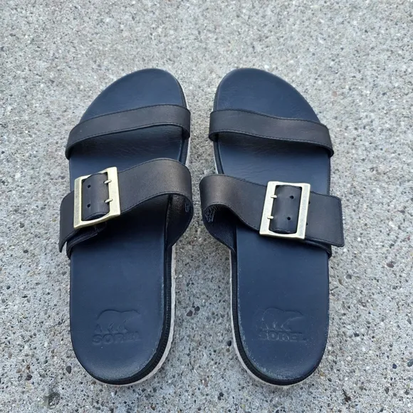 Sorel Black Sandals with Buckle Women Size 10.5