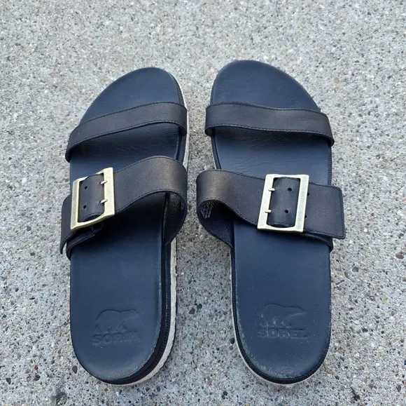 Sorel Black Sandals with Buckle Women Size 10.5