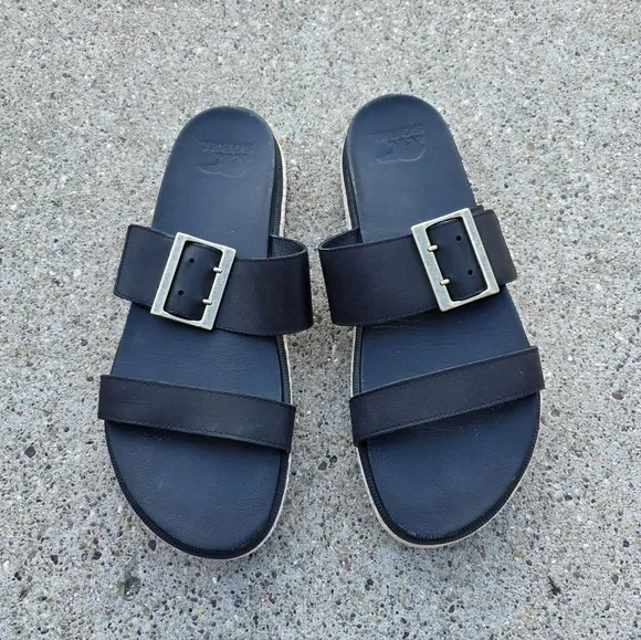 Sorel Black Sandals with Buckle Women Size 10.5
