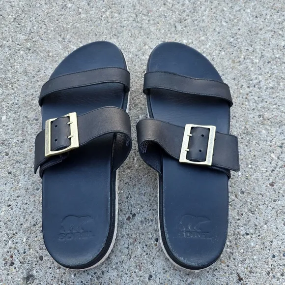 Sorel Black Sandals with Buckle Women Size 10.5