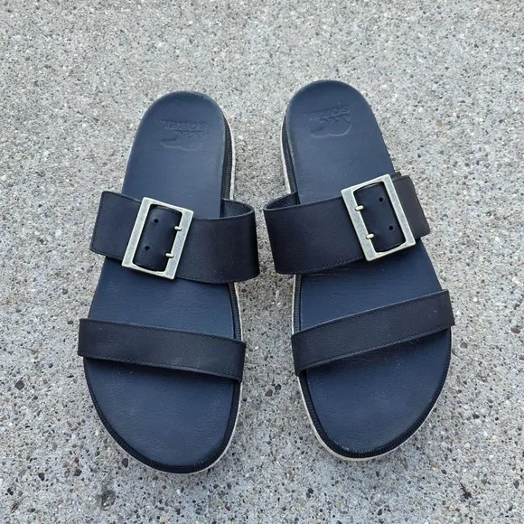 Sorel Black Sandals with Buckle Women Size 10.5