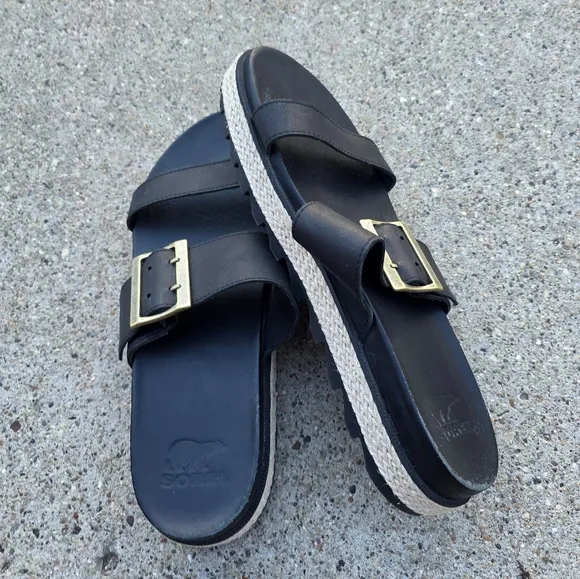 Sorel Black Sandals with Buckle Women Size 10.5
