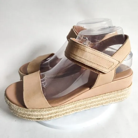 Sorel Cameron Sporty Flatform Calfskin Leather Platform Espadrille Sandals 9 M