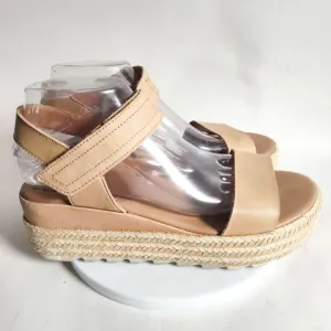 Sorel Cameron Sporty Flatform Calfskin Leather Platform Espadrille Sandals 9 M