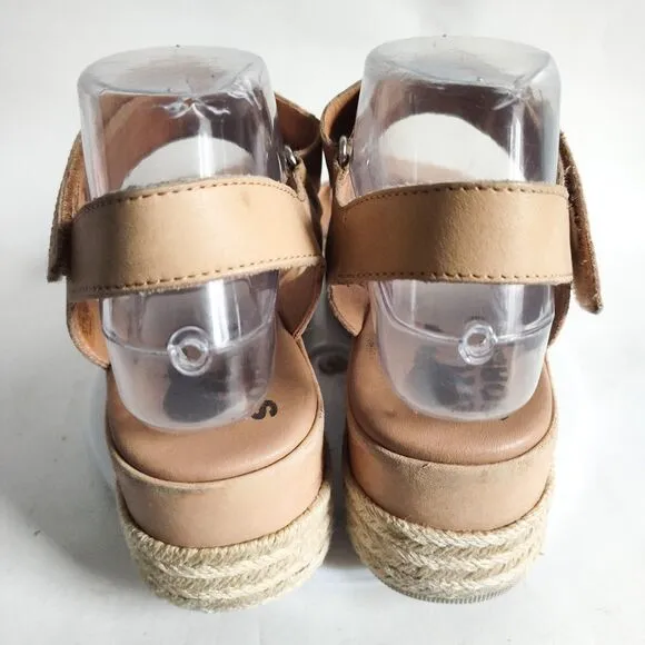 Sorel Cameron Sporty Flatform Calfskin Leather Platform Espadrille Sandals 9 M
