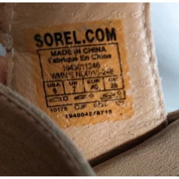 Sorel Cameron Sporty Flatform Calfskin Leather Platform Espadrille Sandals 9 M