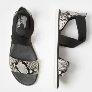 SOREL Ella II Womens Sandals Black Python Size 10