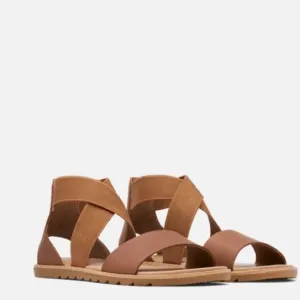 Sorel Ella Sandals velvet tan slip on casual full upper leather sz 8.5
