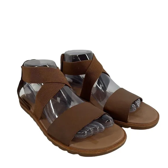 Sorel Ella Sandals velvet tan slip on casual full upper leather sz 8.5