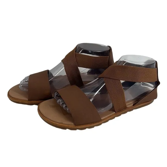 Sorel Ella Sandals velvet tan slip on casual full upper leather sz 8.5