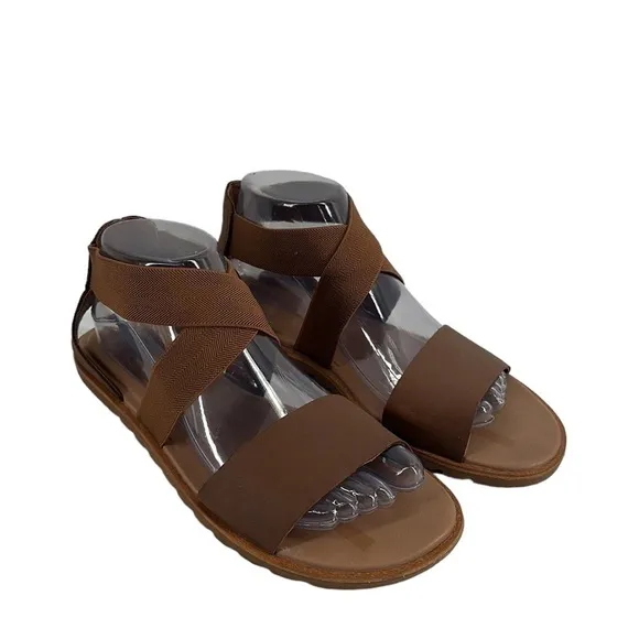 Sorel Ella Sandals velvet tan slip on casual full upper leather sz 8.5