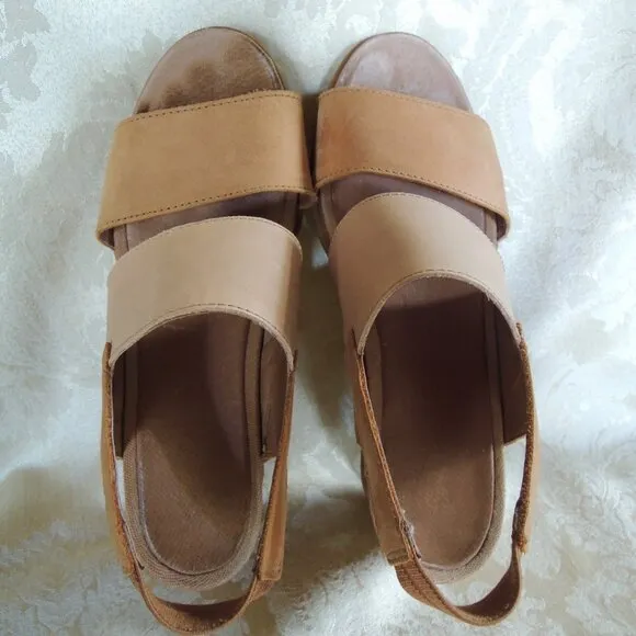 Sorel Joanie II Camel Brown Slingback Wedge Sandal 7.5