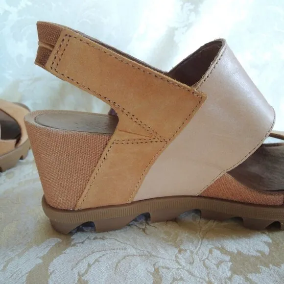 Sorel Joanie II Camel Brown Slingback Wedge Sandal 7.5