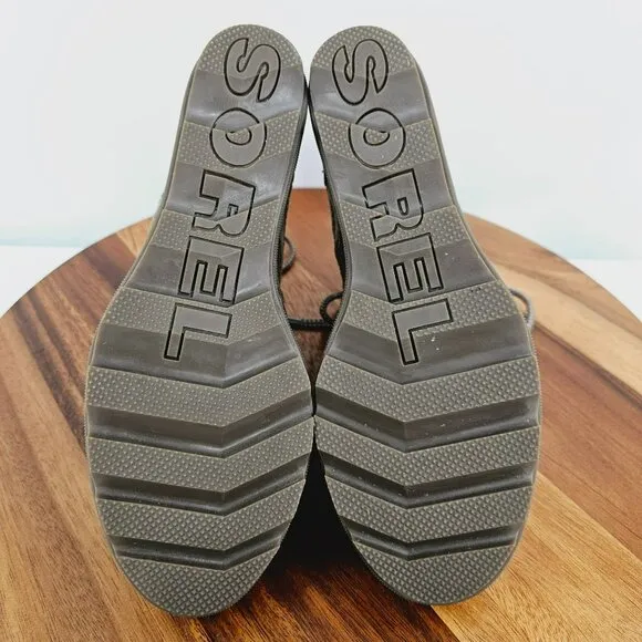 Sorel Joanie II Wedge Sandals 11 Lace Up Ash Brown Taupe NL3272-240 Leather Boho