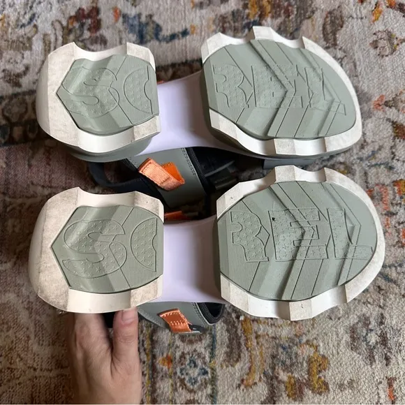 Sorel Kinetic Impact Sage Green Black Cream Orange Chunky Platform Sandals
