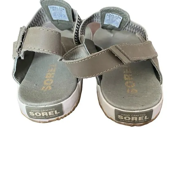 Sorel Out N About Plus Walking Leather Sage Green Sandals size 9.5