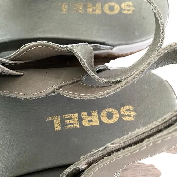Sorel Out N About Plus Walking Leather Sage Green Sandals size 9.5