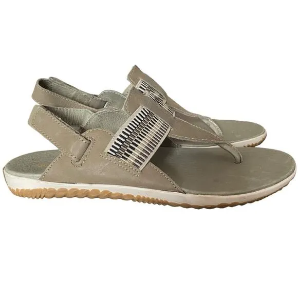 Sorel Out N About Plus Walking Leather Sage Green Sandals size 9.5