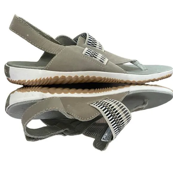 Sorel Out N About Plus Walking Leather Sage Green Sandals size 9.5