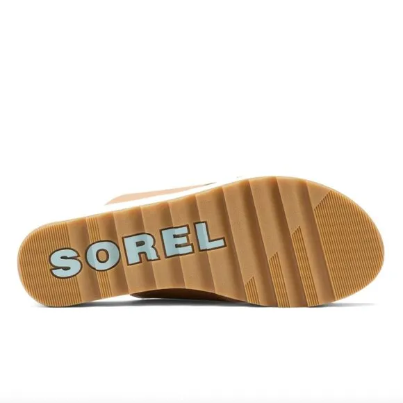 Sorel Platform Leather Sandals Tan/White 'Cameron Flatform Wedge&quot; Size 10.5 NWT