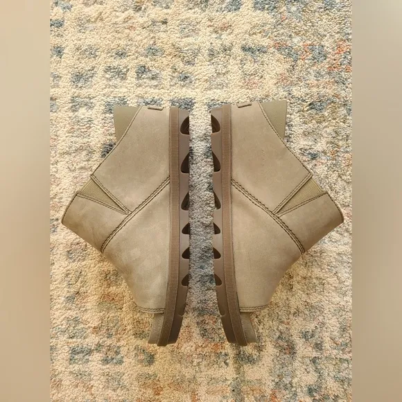 Sorel Wedge Mule Sandal Open Toe Gray Suede Lug Sole Slide Slip-On Shoes Size 10