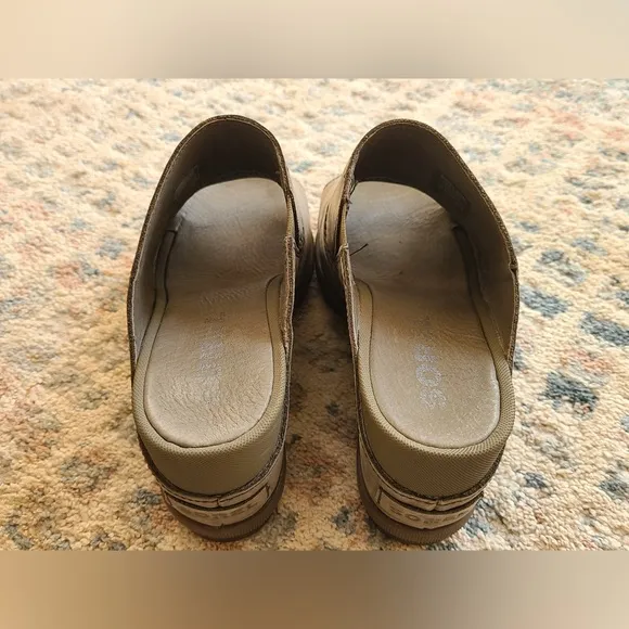 Sorel Wedge Mule Sandal Open Toe Gray Suede Lug Sole Slide Slip-On Shoes Size 10