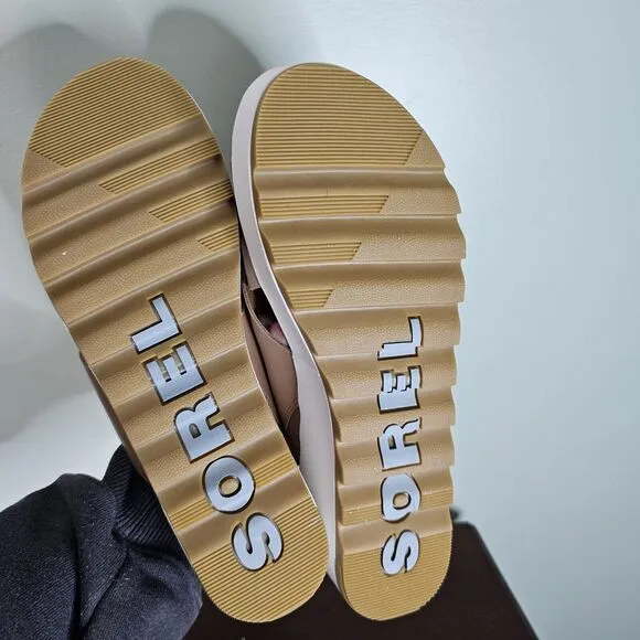 Sorel Women Slide Sandals Cameron Flatform Mule US 10 Honest Beige Sea Salt