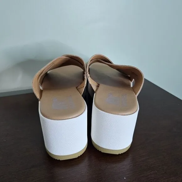Sorel Women Slide Sandals Cameron Flatform Mule US 10 Honest Beige Sea Salt