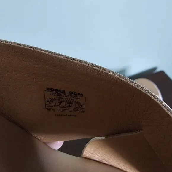 Sorel Women Slide Sandals Cameron Flatform Mule US 10 Honest Beige Sea Salt