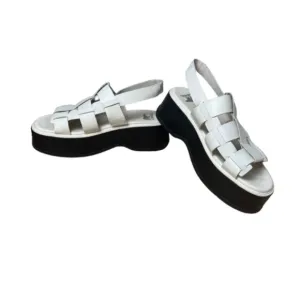 Sorel Women's Dayspring Slingback Platform Sandals Honey White &amp; Black Size 8